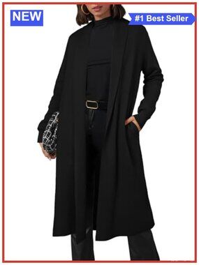 Wool Blend Maxi Cardigan Open Front Oversized Long Knitted Sweater